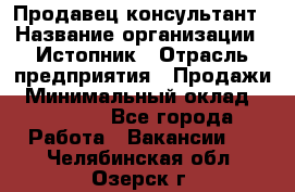 Продавец-консультант › Название организации ­ Истопник › Отрасль предприятия ­ Продажи › Минимальный оклад ­ 60 000 - Все города Работа » Вакансии   . Челябинская обл.,Озерск г.